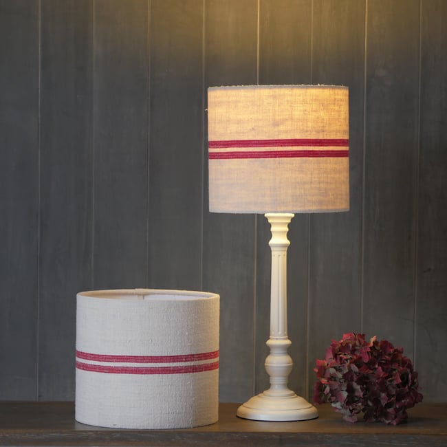 20cm Pair of Antique Grain Sack Drum Lamp Shade - Red 02
