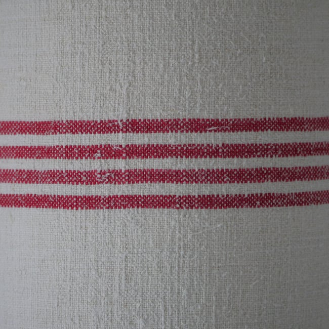 25cm Pair of Antique Grain Sack Drum Lamp Shade - Red 01