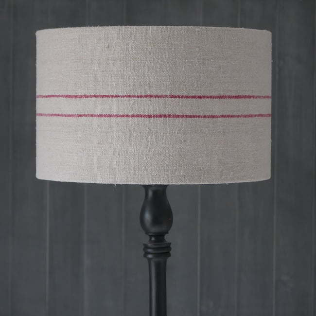 40cm Antique Grain Sack Drum Lamp Shade - Red 01