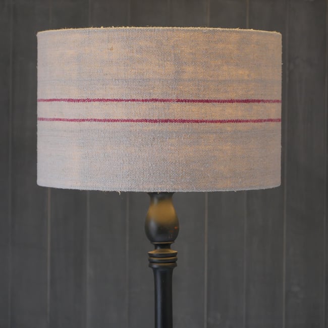 40cm Antique Grain Sack Drum Lamp Shade - Red 01