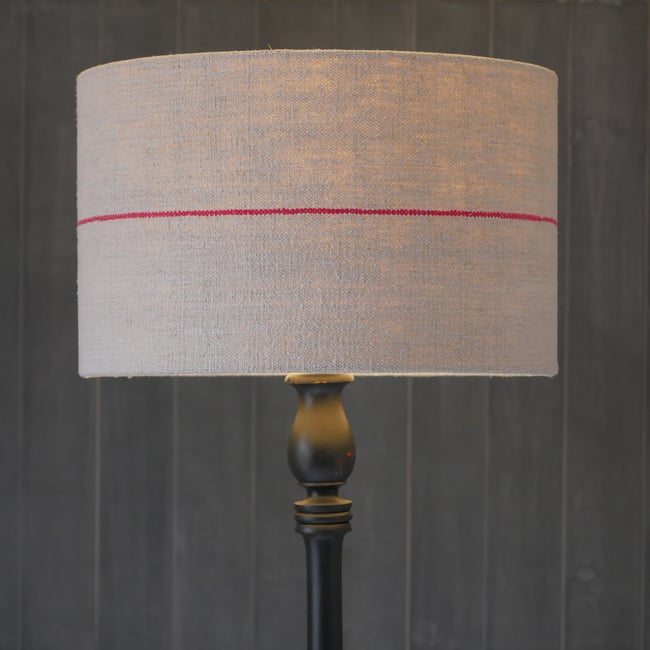 40cm Antique Grain Sack Drum Lamp Shade - Red 02