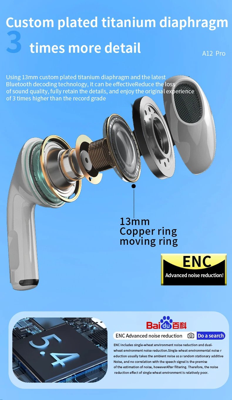  MSL Pro ENC Noise Cancellation Earphone TWS Wireless Earbuds