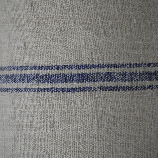 20cm Pair of Antique Grain Sack Drum Lamp Shade - Blue 01