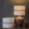 25cm Pair of Antique Grain Sack Drum Lamp Shade - Blue 01