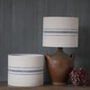 25cm Pair of Antique Grain Sack Drum Lamp Shade - Blue 01