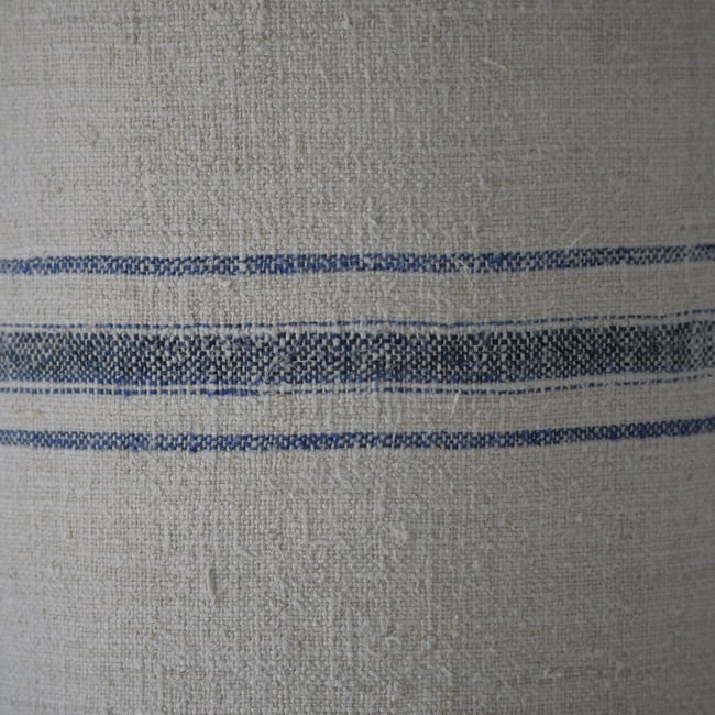 25cm Pair of Antique Grain Sack Drum Lamp Shade - Blue 01