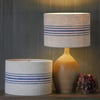 30cm Pair of Antique Grain Sack Drum Lamp Shade - Blue 01