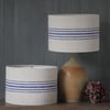 30cm Pair of Antique Grain Sack Drum Lamp Shade - Blue 01