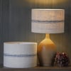 30cm Pair of Antique Grain Sack Drum Lamp Shade - Blue 02