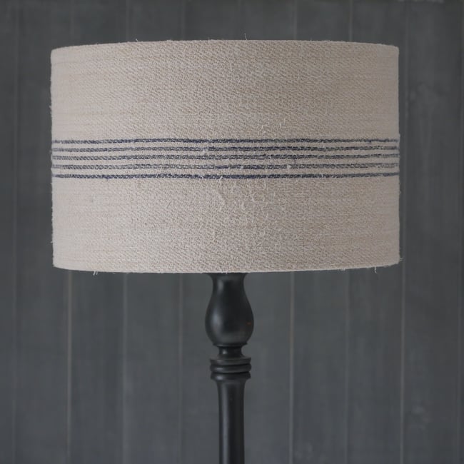 40cm Antique Grain Sack Drum Lamp Shade - Blue 01