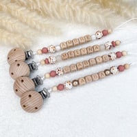 Image 1 of Attache tétine .. Fleur d'automne & rose boudoir ..