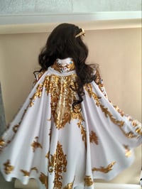 Image 4 of Vegas King Ladies Costume Cosplay White Jumpsuit with Cape