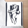 Linocut Print | Demon girl 2