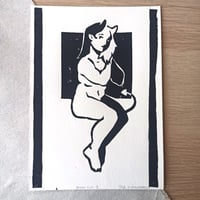 Image 1 of Linocut Print | Demon girl 1