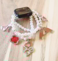 Image 1 of 3 Layer Pearl & Charm Apple Watch Compatible Band