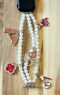 Image 2 of 3 Layer Pearl & Charm Apple Watch Compatible Band