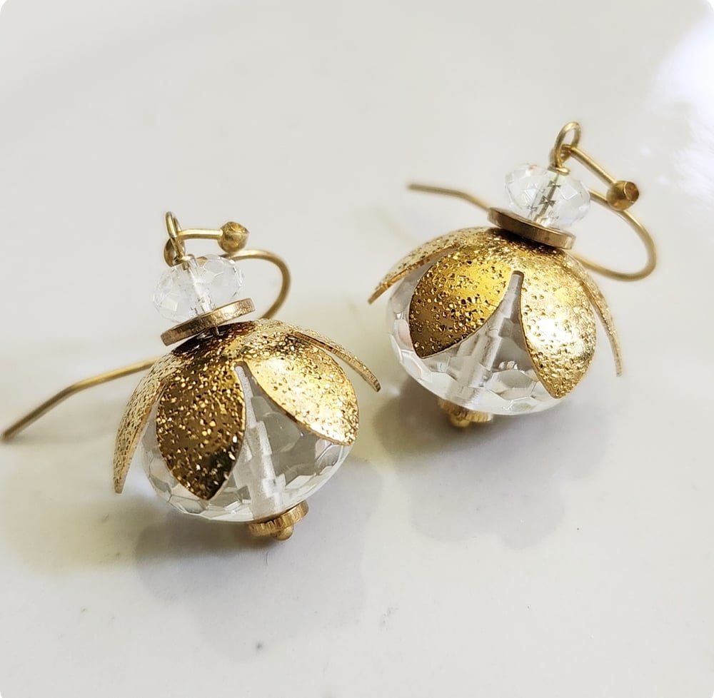 Image of Quartz Flower Bauble Earrings