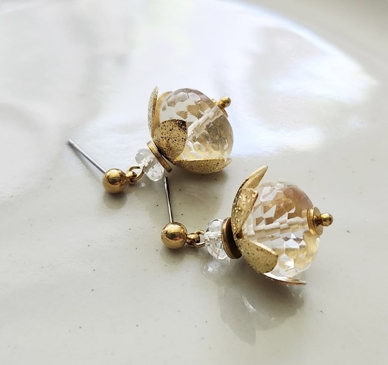 Image of Quartz Flower Bauble Earrings