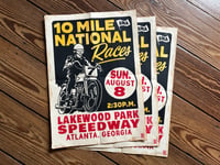 Image 1 of Lakewood Park Motorcycle Races Linocut Print (black edition) - FREE SHIPPING