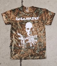 Image 1 of Discharge "Protect and Survive" hand dyed camo t-shirt