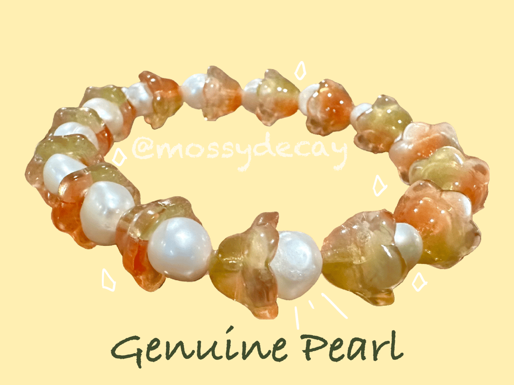 Image of "Peach Blossom" Genuine Pearl Bracelet