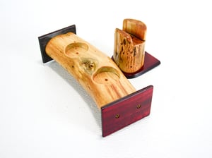 Image of Wooden Tea Light Candle Holder with Matching Cell Holder Set