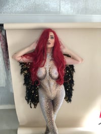 Image 10 of Crystal Mesh Fallen Angel Bodysuit and Wings
