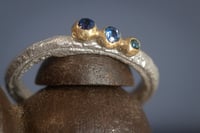 Image 2 of 'blue trine no.2' - Recycled silver and 9ct gold ring with blue sapphire