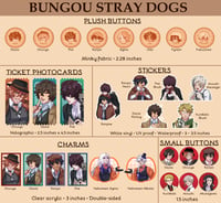 Image 1 of (PRE-ORDER) BSD Buttons, Charms, Ticket Photocards, and Stickers