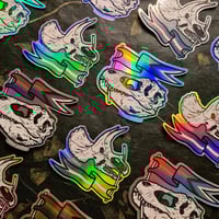 Image 2 of Holographic Pride Stickers - Tyrannosaurus & Triceratops - High Quality Die-cut Vinyl