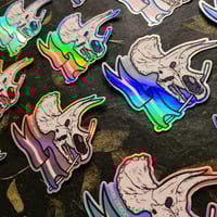 Image 4 of Holographic Pride Stickers - Tyrannosaurus & Triceratops - High Quality Die-cut Vinyl