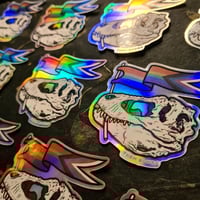 Image 3 of Holographic Pride Stickers - Tyrannosaurus & Triceratops - High Quality Die-cut Vinyl