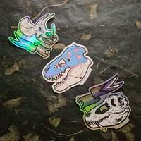 Image 5 of Holographic Pride Stickers - Tyrannosaurus & Triceratops - High Quality Die-cut Vinyl