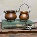 Image of Small hammered floral vintage copper cauldron: Swiss. Rare