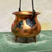 Image of Small hammered floral vintage copper cauldron: Swiss. Rare