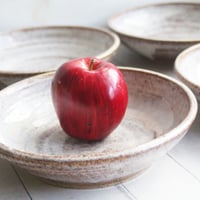 Image 8 of Handcrafted Set of 4 Rustic Shallow Bowls in Toasted Marshmallow Glaze, Made in USA