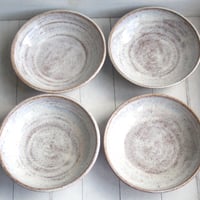 Image 3 of Handcrafted Set of 4 Rustic Shallow Bowls in Toasted Marshmallow Glaze, Made in USA