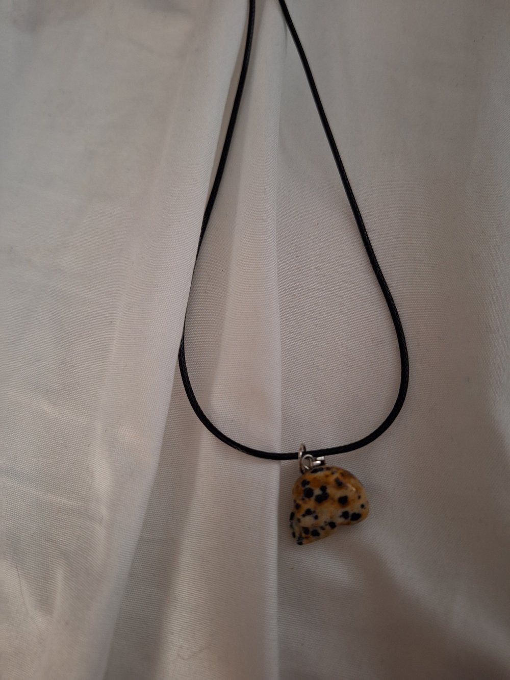 Dalmatian Jasper Skull Necklace 