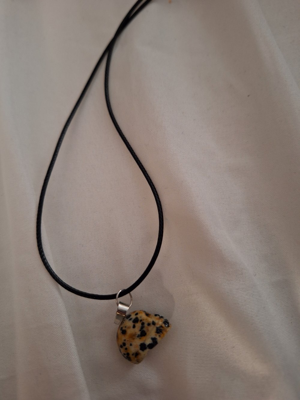 Dalmatian Jasper Skull Necklace 