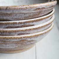 Image 6 of Handcrafted Set of 4 Rustic Shallow Bowls in Toasted Marshmallow Glaze, Made in USA