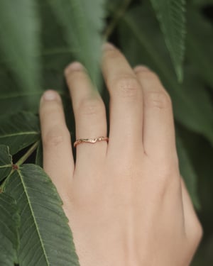 Image of 18ct rose gold 2mm floral carved wishbone ring