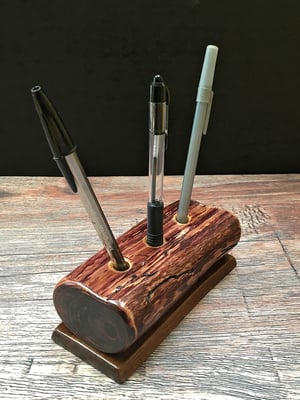 Image of Wooden Pen or Penicl Holder, Maple and Walnut, Office Desk Essential