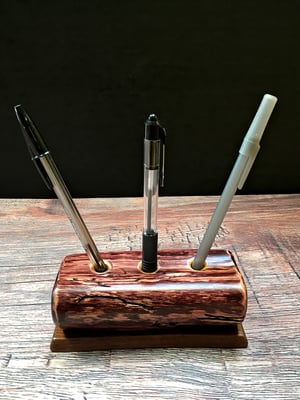 Image of Wooden Pen or Penicl Holder, Maple and Walnut, Office Desk Essential