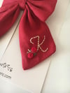 Red // Personalised Linen Bow // Initial