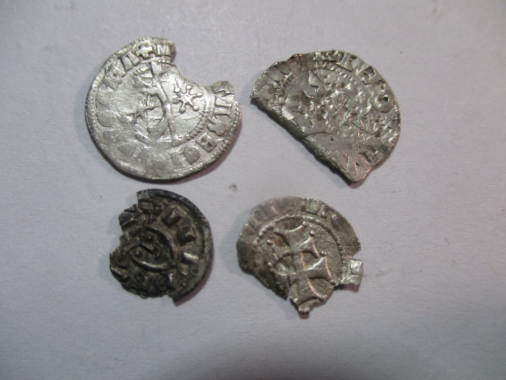  Four Silver Small Coins Found Buried Deep in Soil (Lot 1 of 2)