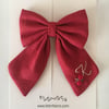 Red // Personalised Linen Bow // Initial