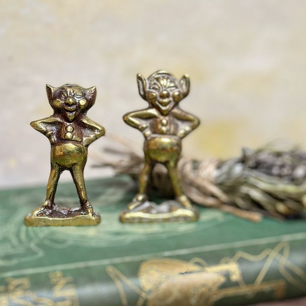 Image of Vintage Solid Brass Cornish Pixie-Lucky charm