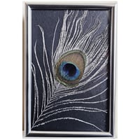 Image 1 of Framed Silver Peacock Feather II