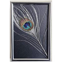 Image 1 of Framed Silver Peacock Feather I