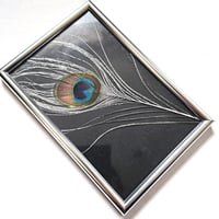 Image 2 of Framed Silver Peacock Feather I